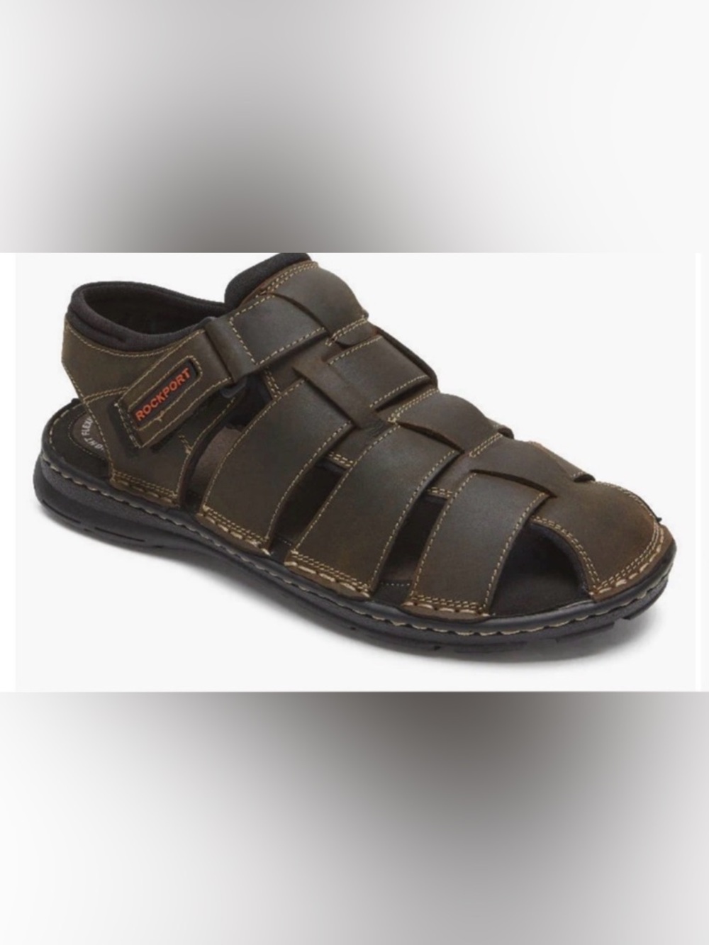 Rockport MEN'S DARWYN FISHERMAN SLINGBACK SANDAL Men's Brown Sandals Size 7.5
